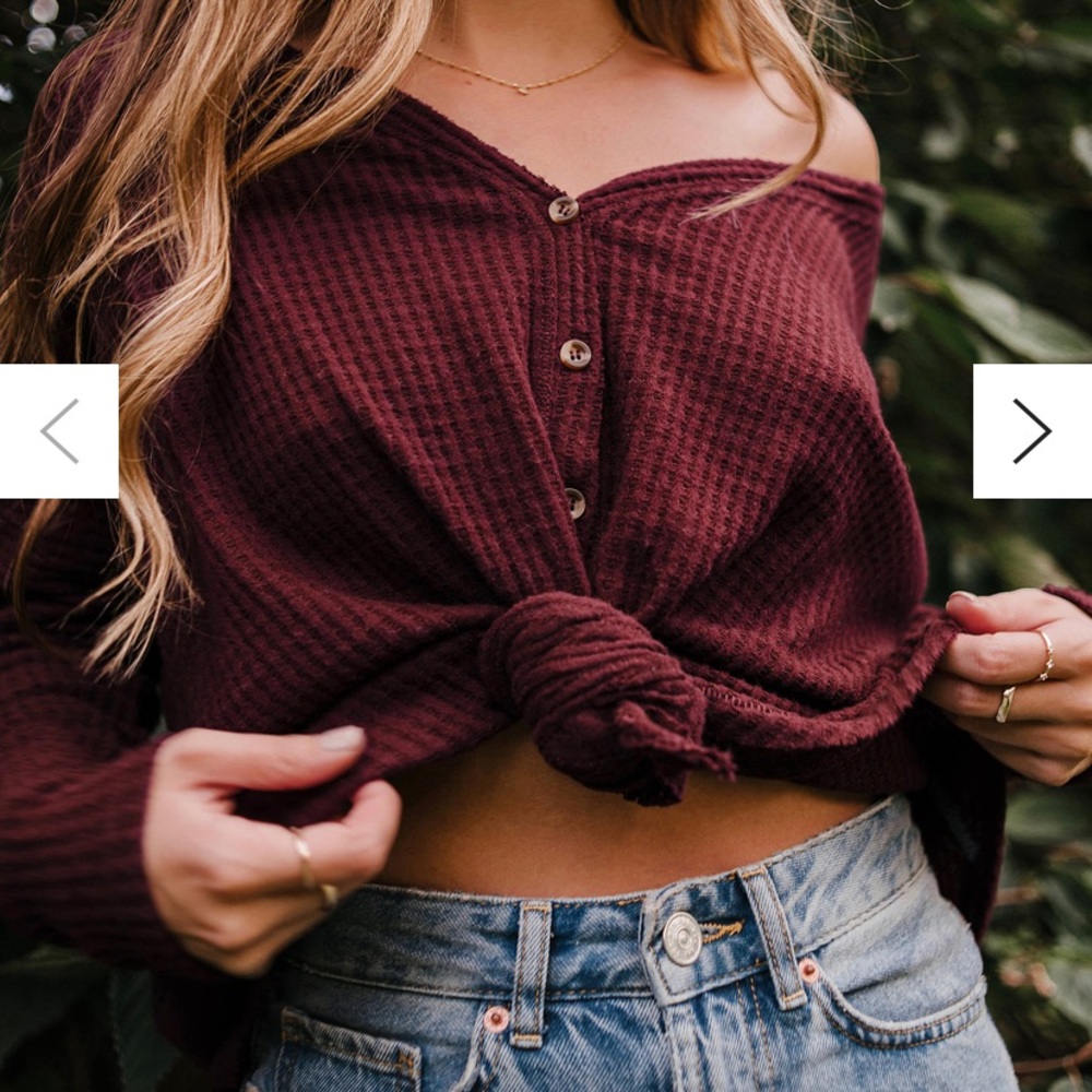 Jojo oversized thermal button-front top